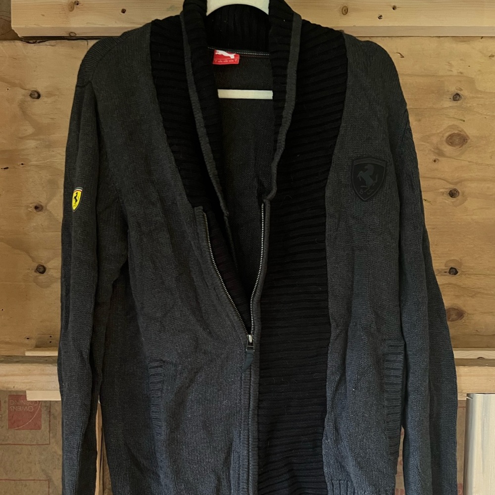 PUMA x Scuderia Ferrari Men’s Cotton Zip Up Cardigan Sweater Faded BLACK size S